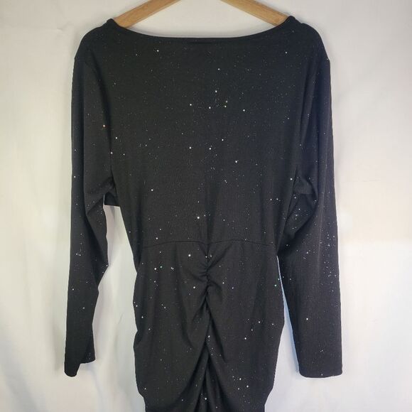 Black Sparkley Ribbed Fabric Cut-Out Dress - Picture 6 of 10